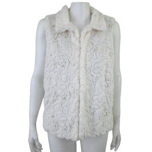 Betsey Johnson White Faux Fur Vest Sleeveless w Sequins